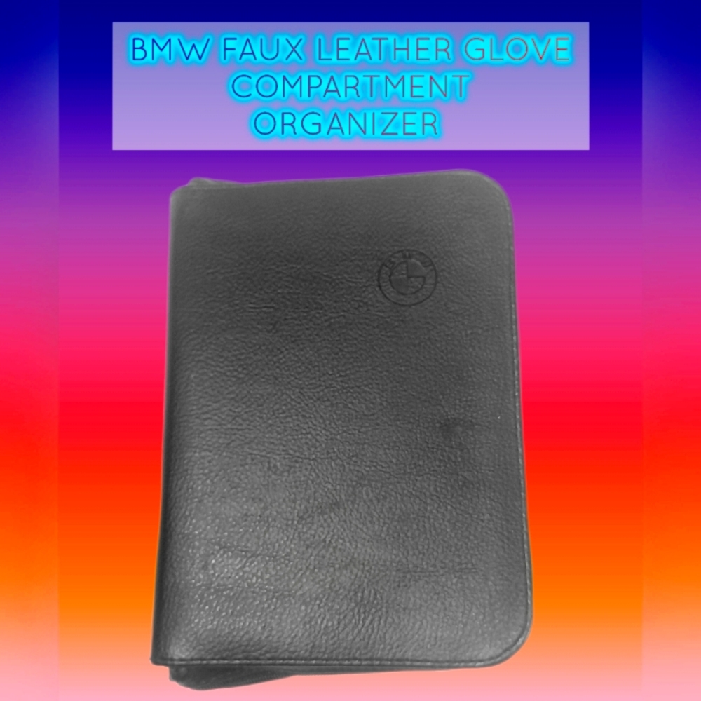 BMW Faux Leather Black Folio, Vehicle Glove Compartment Organizer